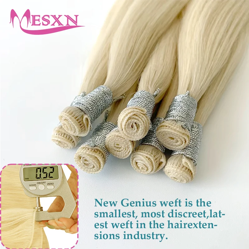 MESXN Genius Hair Wefts Extensions 100% Human Hair Bundles Brown Blonde Remy Sew In Straight  14