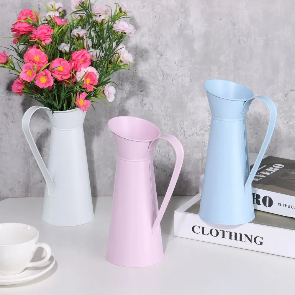 Chic Home Decoration Jug Flower Vase Tin Pitcher Metal Vase Dried Flower Vase