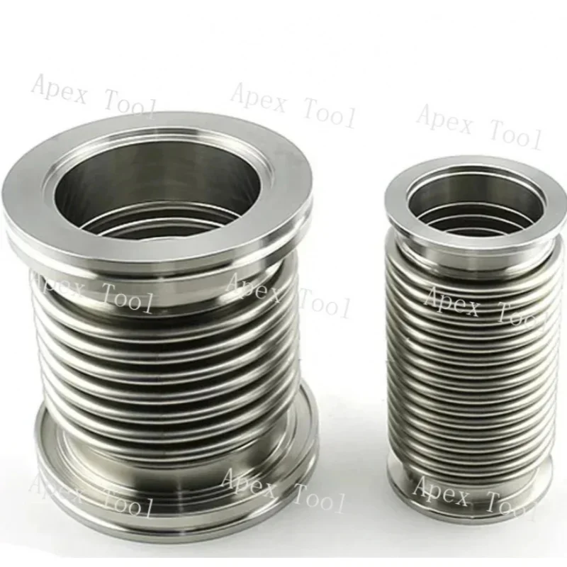 ISO63 ISO80 ISO100 ISO160 Ferrule x Length 100-1000mm SUS304 Stainless Steel Sanitary Vacuum Bellow Hose Flexible Tube Fitting