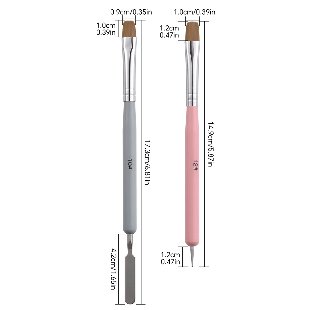 Ensemble de pinceaux à ongles à double tête, 2 pièces, 2 voies, français, peinture, dessin, gel, vernis, stylo, pointillage, biscuits, outil, manucure, fournitures d'art