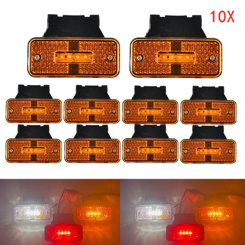 10Pcs 24V Marker Lights For Trucks LED Trailer Clearance Lights Red White Amber Lorry Van Side marker Light