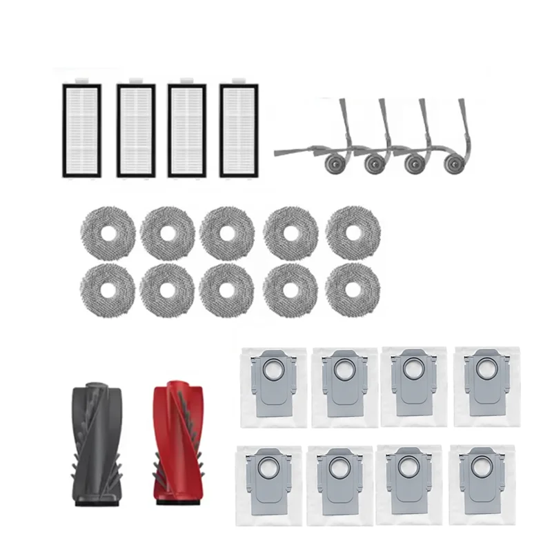 A80I 30 Pcs For Roborock Qrevo Curv / P20 Pro Sweeping Robot Main Side Brush Mop Filter Set
