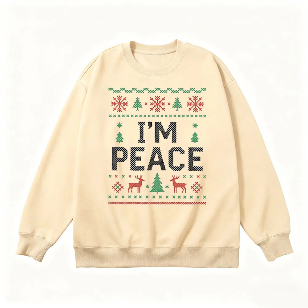 크리스마스 커플용 '나는 평화로 온다' '나는 평화다' 매칭 스웨트셔츠, 홀리데이 크리스마스 크루넥 풀오버, 재미있는 크리스마스 선물 의류