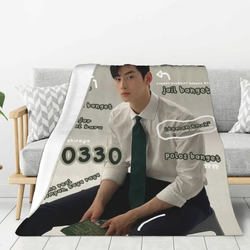 

Custom 3D Printed True Beauty Cha EunWoo Blankets Breathable Soft Flannel Winter Throw Blanket for Couch Outdoor Bedroom