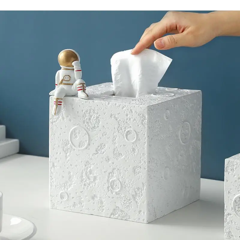 Astronaut Resin Tissue Box Square Paper Towel TubePaper Roll Holder Rectangular DecorationPaper Storage