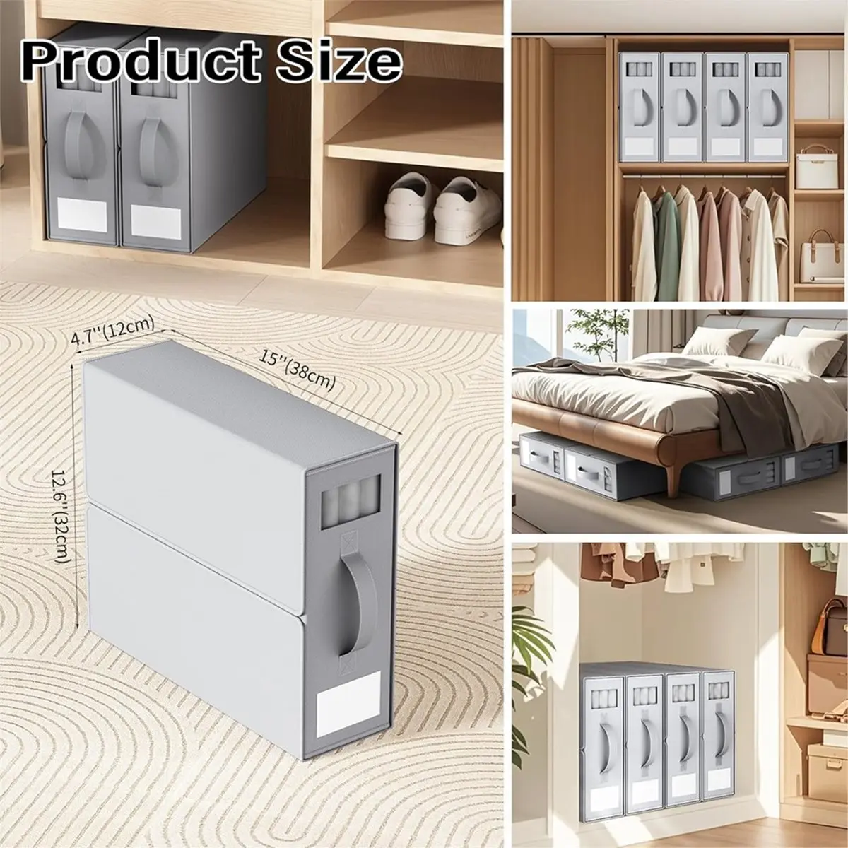 A67T NEW 4pack Foldable Fabric Storage Bins for Bed Sheets, Duvet Covers, and Pillowcases - Grey