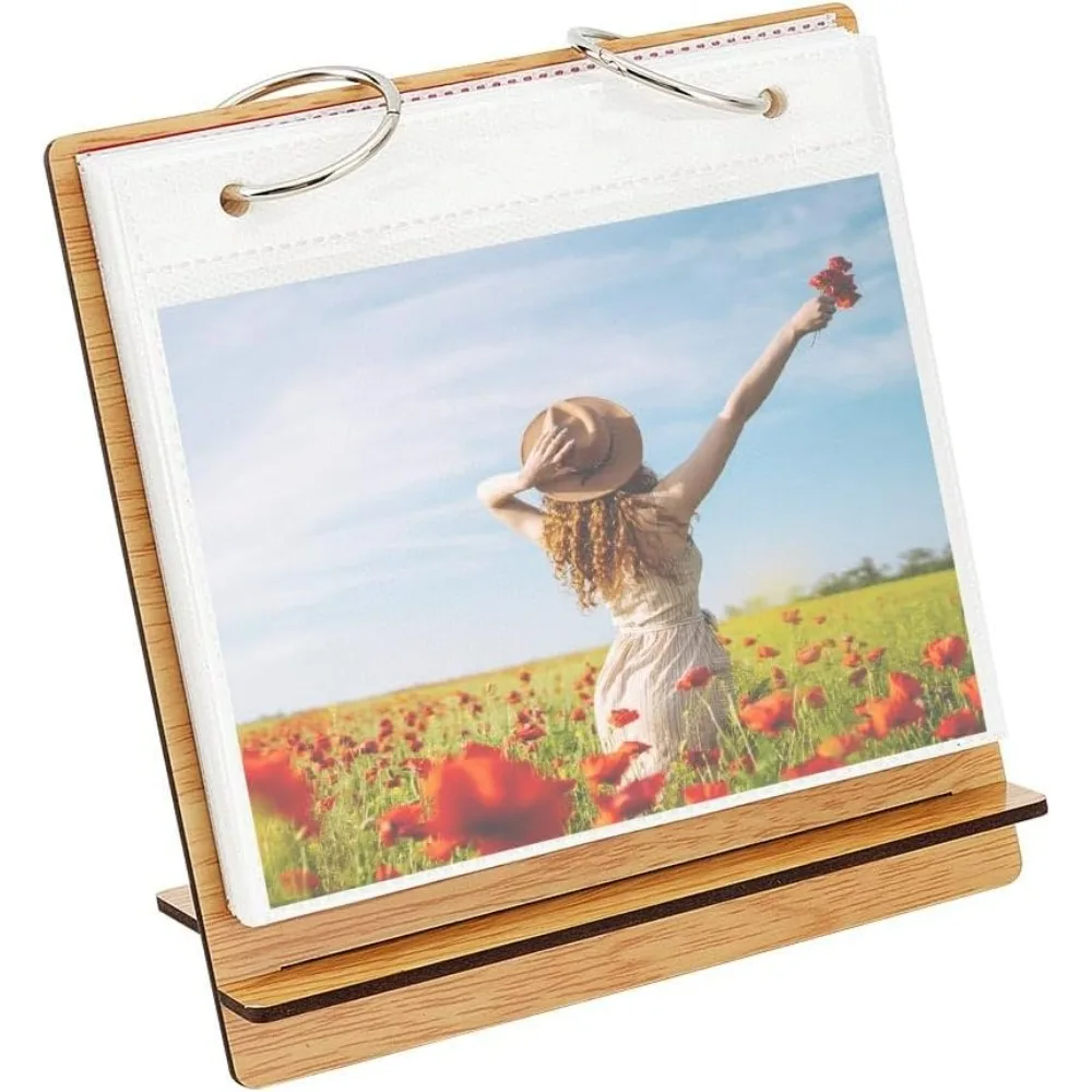 

5.7x6 inch Photo Desk Album Wood Photo Frames Wooden Flip Photo Album Desktop Displaying Frames Table Picture Holder Book Frames