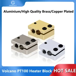 PT100 Volcano Aluminum Heated Block Silicone Socks High Quality Plated Copper Brass Heat Block for PT100 Hotend 3D Printer Parts