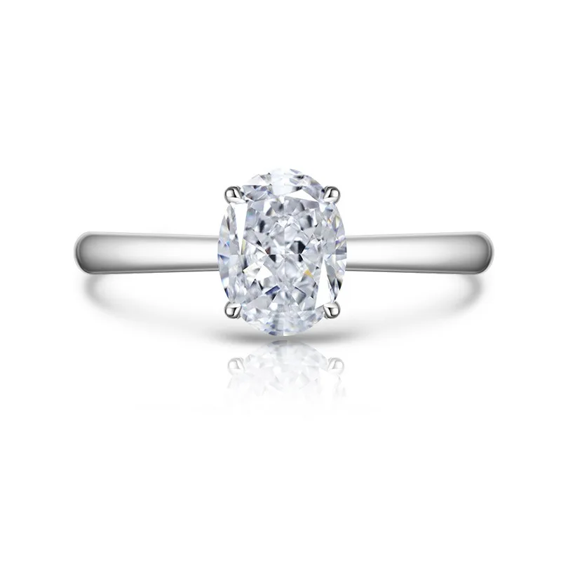 925 Sterling Silber Funkelnder Eisblumenschliff 6 * 8 mm Taubenei Zirkon Ring Damenmode Einfacher klassischer Ehering – Detail 5