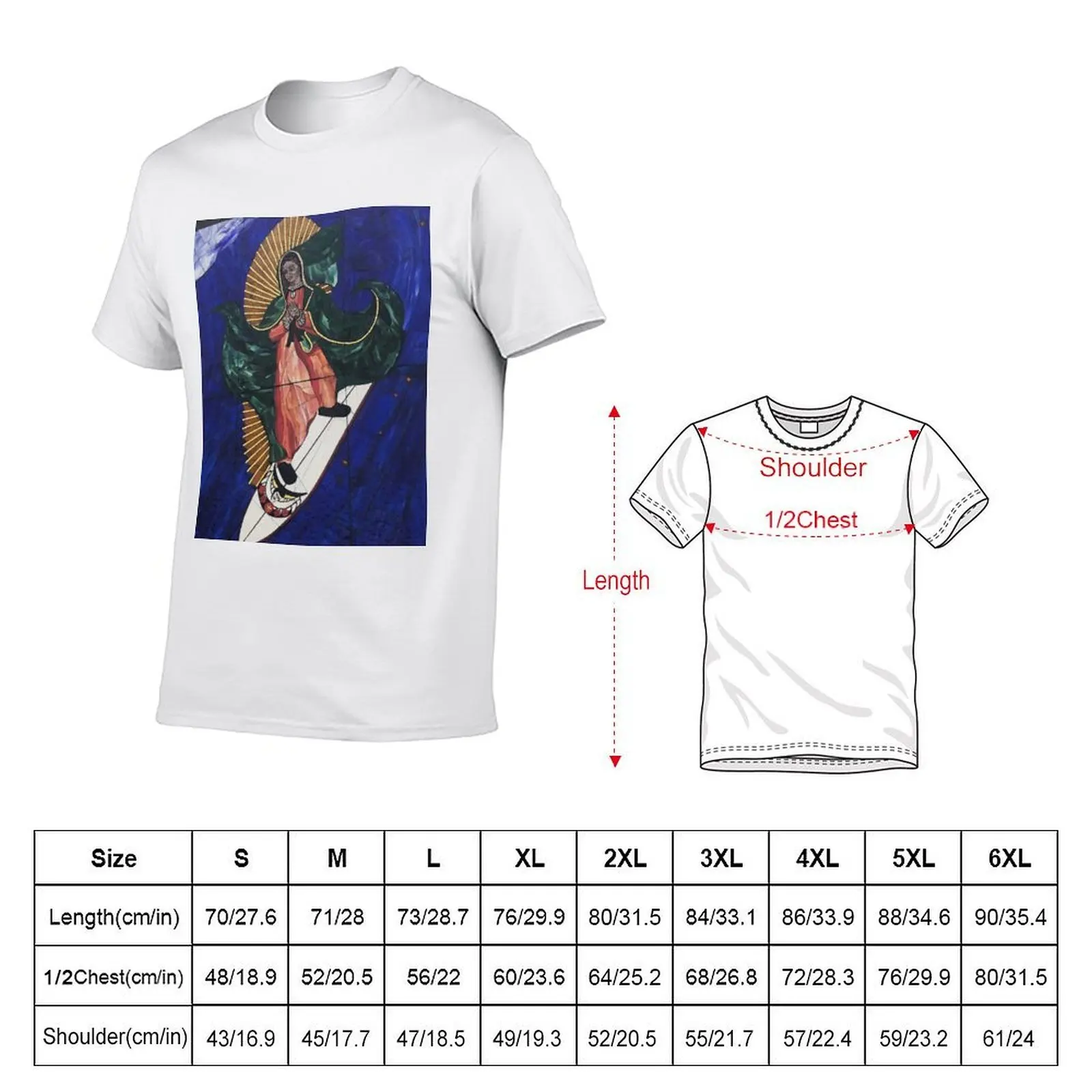 Virgin Mary lady of Guadalupe surfing San Diego T-Shirt t shirt man designer t shirts for man cotton funny T-Shirt