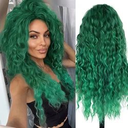 GNIMEGIL Synthetic Hair Colorful Long Curly Wavy Wigs for Women Fluffy Thick Big Volume Cosplay Wig (Green,Yellow,Grey,Pink)