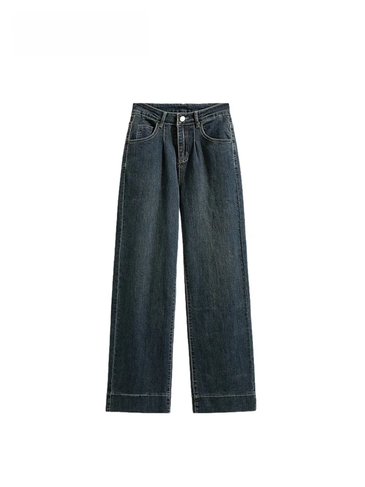 

High Waist Straight Leg Jeans Women's plus Size Spring New Sle Slimming Loose Versatile Pants Casual Cotton Denim