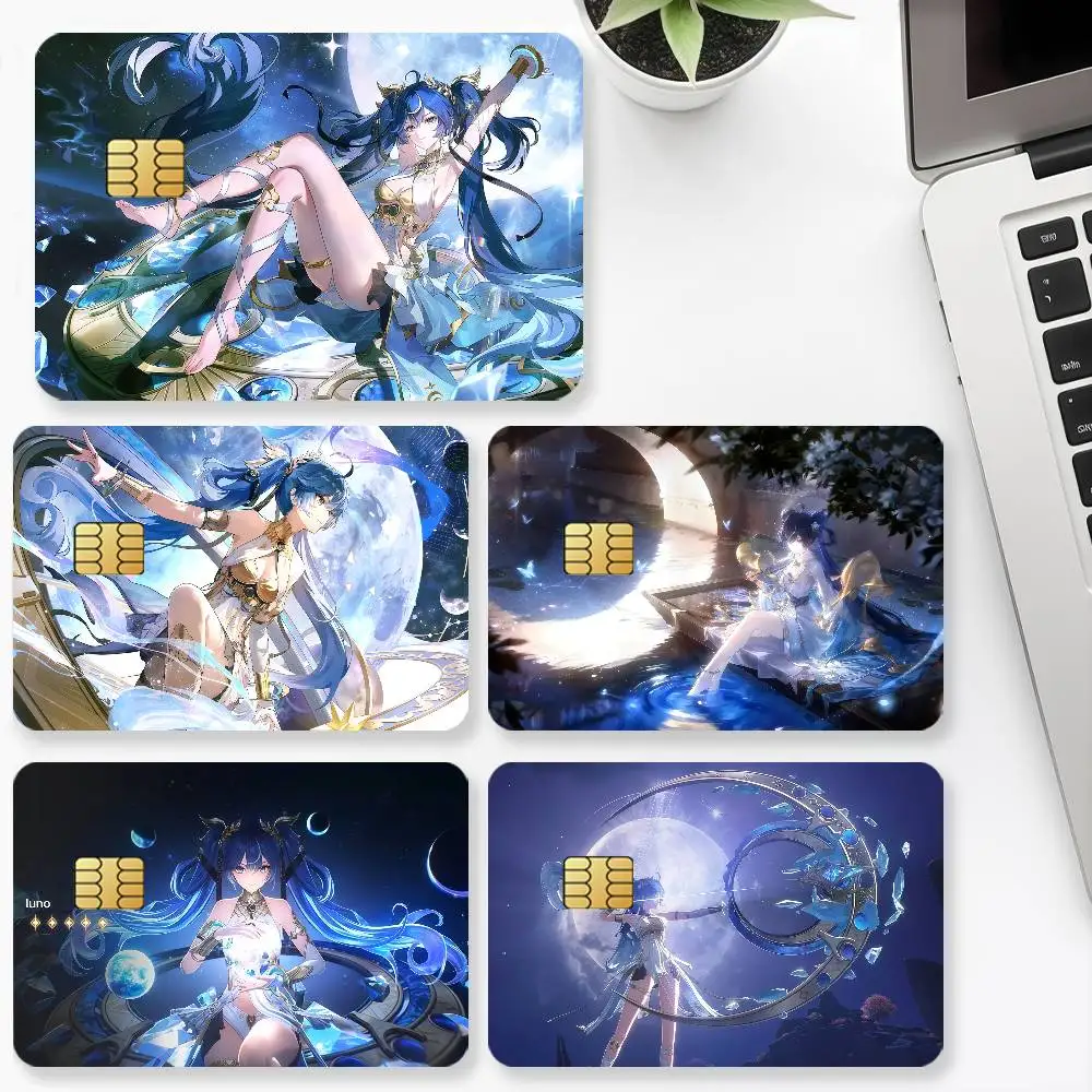 Wuthering Wave Luno Credit Card for Bank Debit Decorative Protection 4PCS Anti-scratch Waterproof Stickers Bus Subway Library