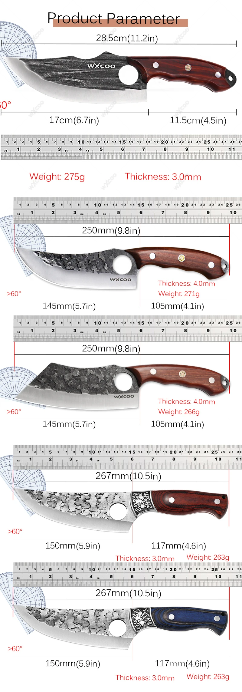 Forged Kitchen Chef Knife Stainless Steel Meat Fish Fruit Knife Professional Butcher Cleaver Boning Knife Scissors with Cover