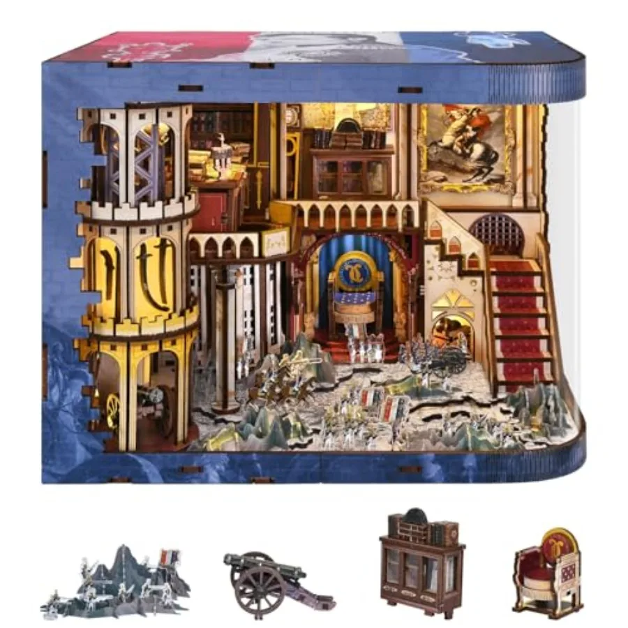 

Набор для создания книжного уголка с LED-подсветкой, миниатюрный домик-конструктор для дня рождения, 3D деревянные подставки для книг, декор для книжной полки для взрослых, подростков и начинающих.