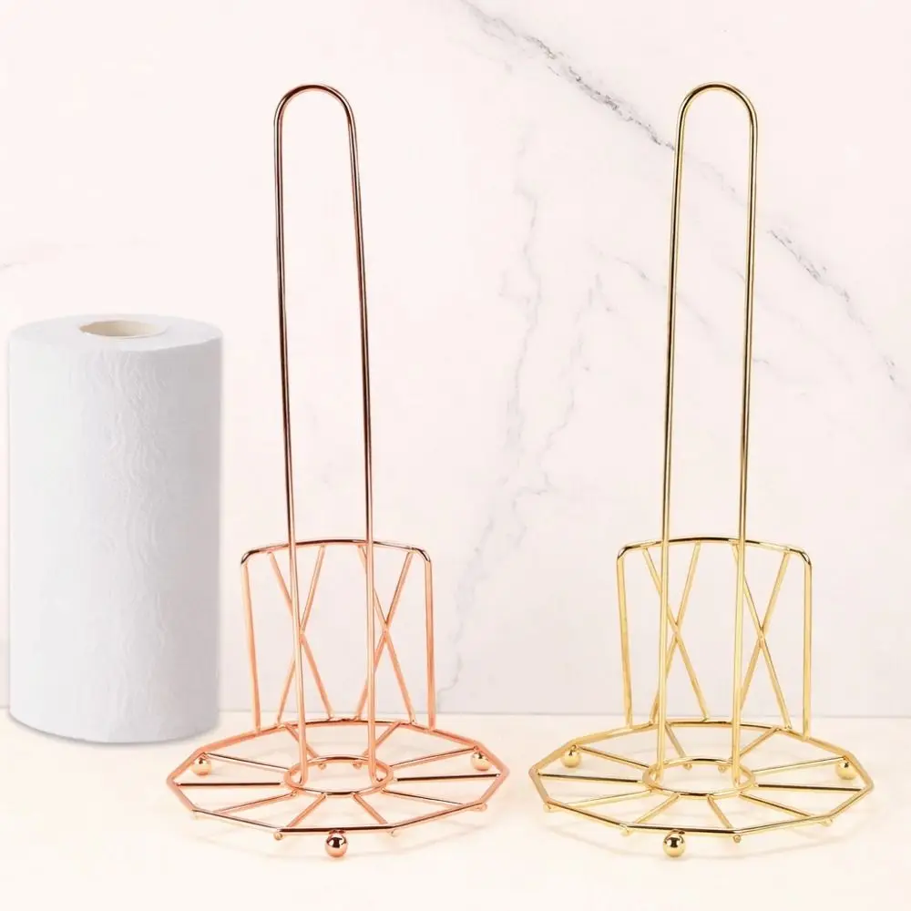 

Стильный держатель для бумажных полотенец из металла, золотистый, минималистичный, вертикальный, декоративный диспенсер для салфеток для кухни