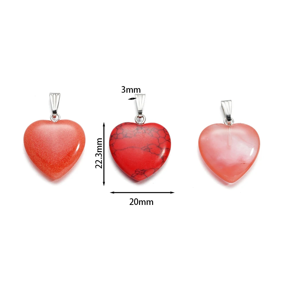 1Pcs/Lot 20*22.3mm Glass Heart Shape Loose Pendant For DIY Bracelet Necklace Earrings Charms Jewelry Making Accesories
