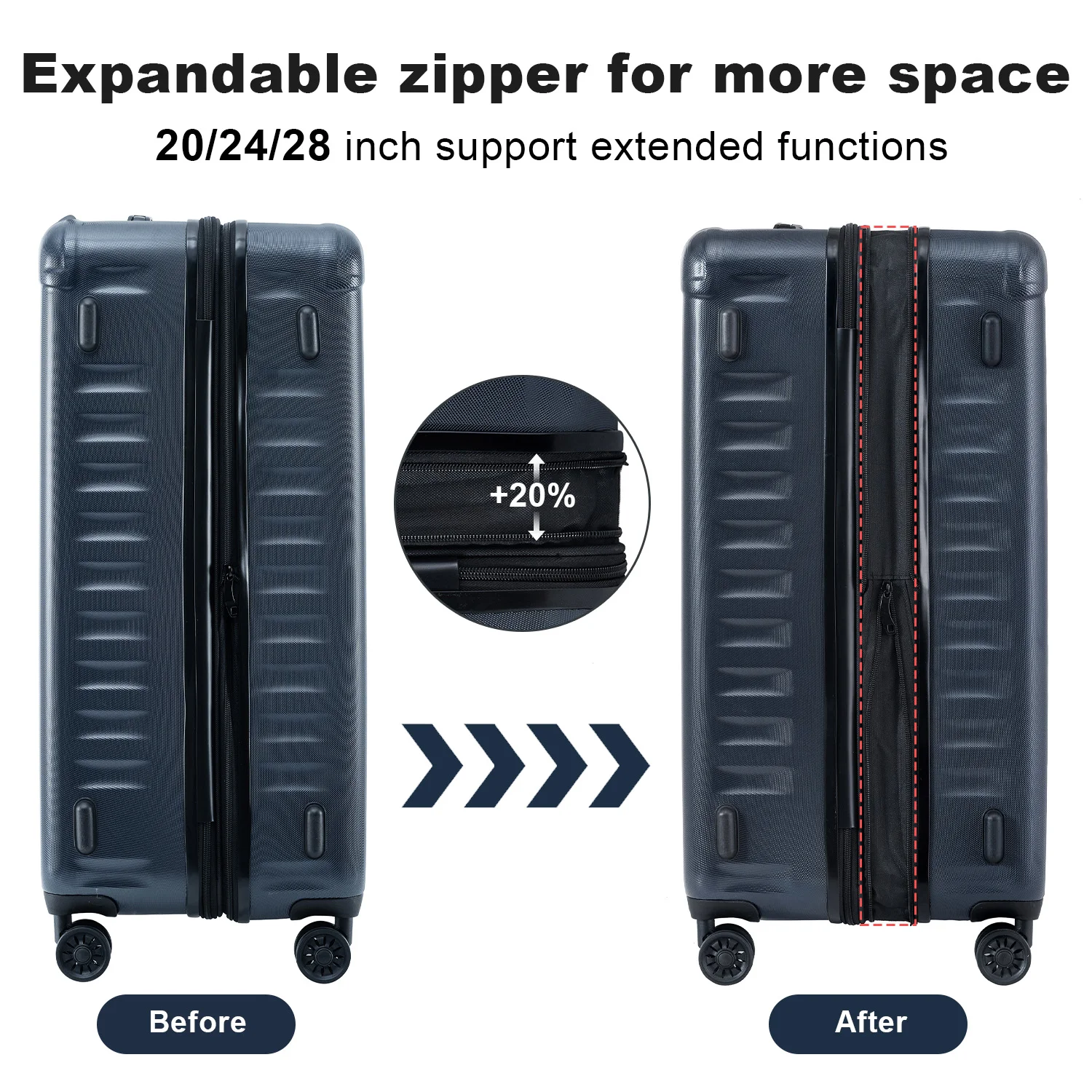 ZHUISHU Luggage Sets New Model Expandable ABS+PC 3 Piece Sets with Spinner Wheels Lightweight TSA Lock