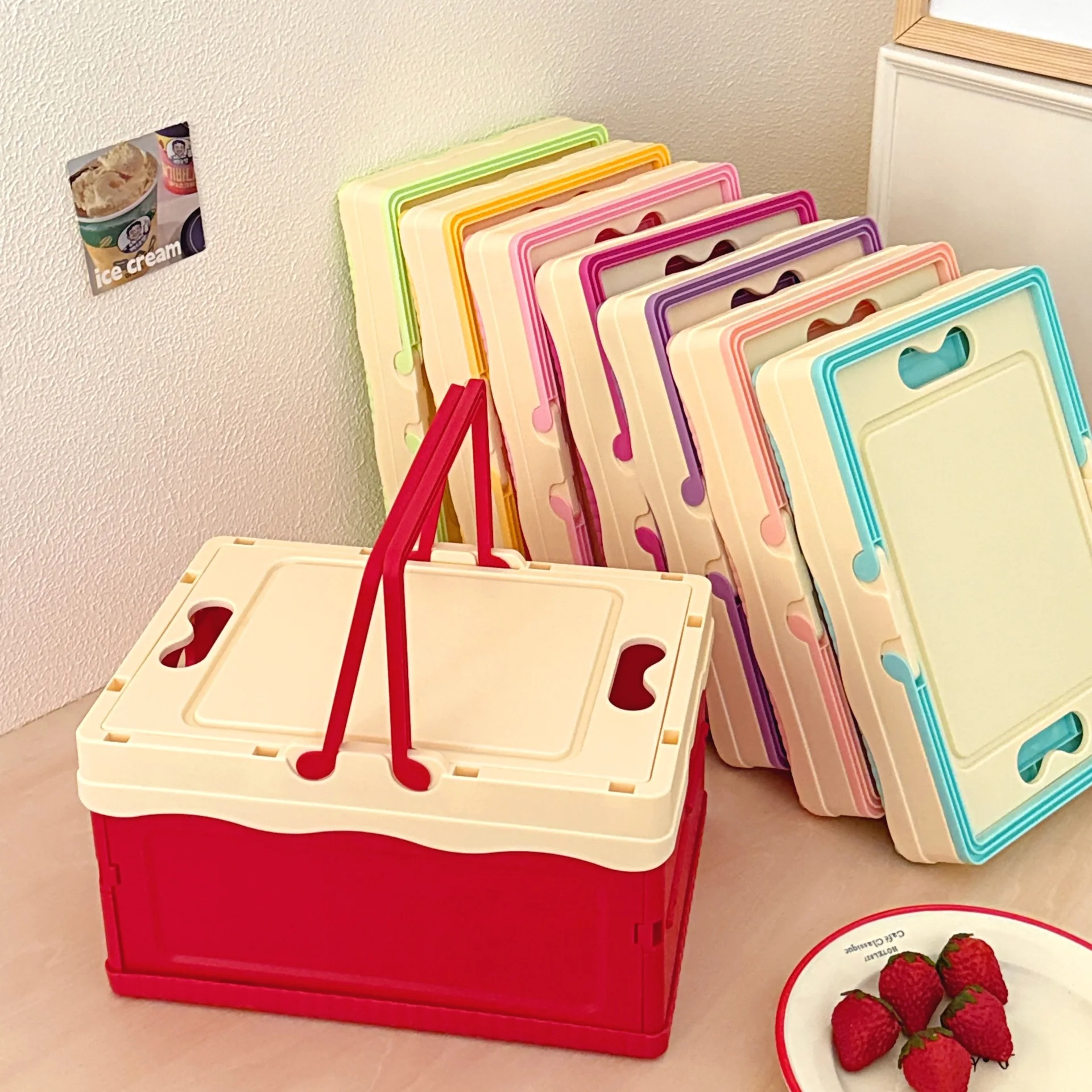 Multi Functional Foldable Miscellaneous Storage Box Hand-Held Multi-Color Storage Basket Desktop Snack Storage Box