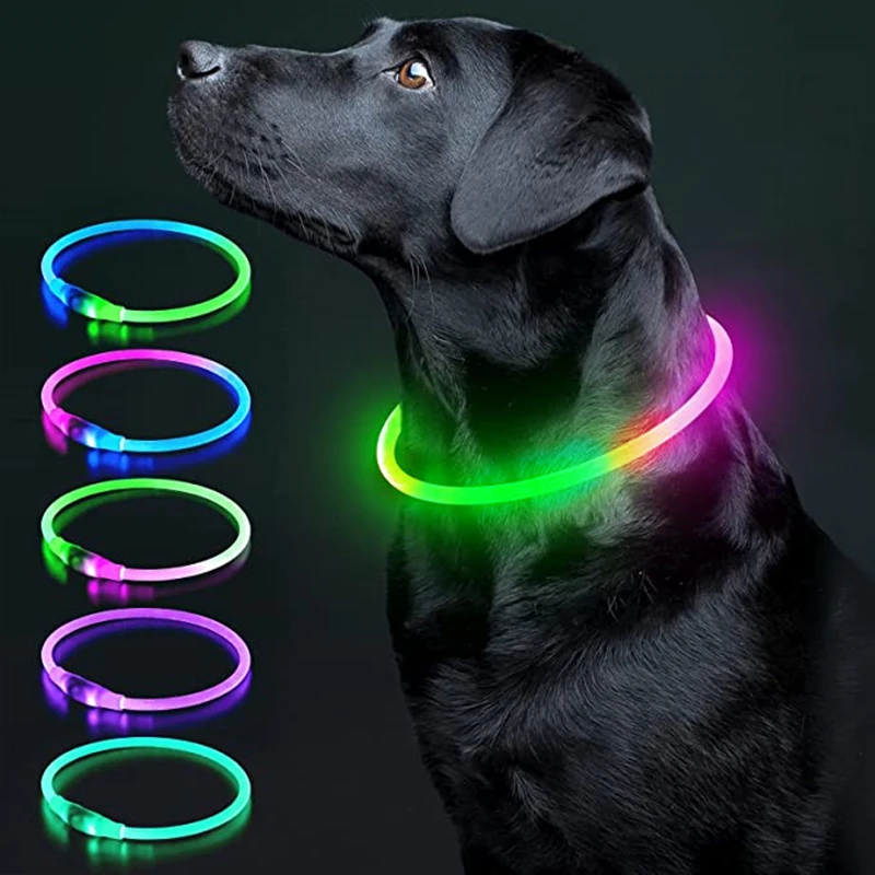 Led Luminous Dog Collar Light Rechargeable Dog Necklace, Fashion Flashing DIY Glowing Safety Collar for Dogs Nighttime Walking