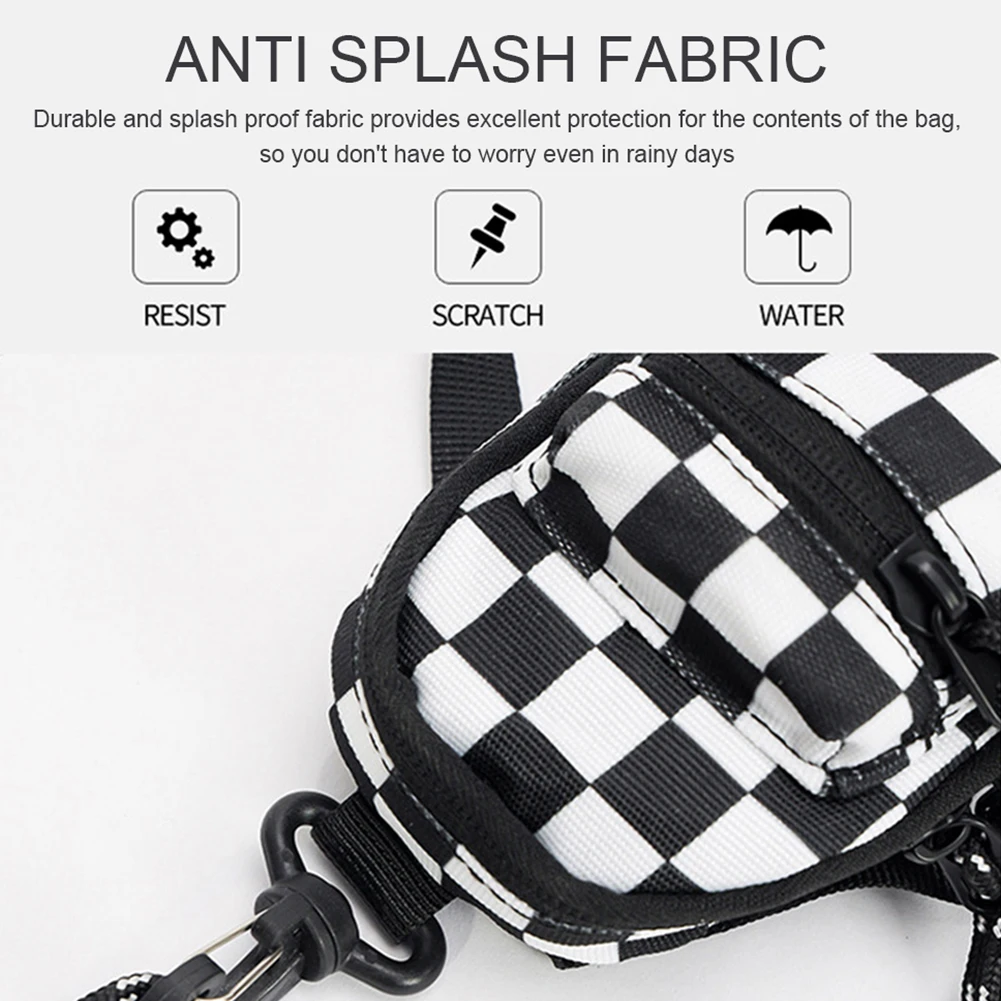 Solid-Color/Checkered Mini Keychain Coin Purse Personalized Small Chest/Waist Bag For Outdoor Cycling