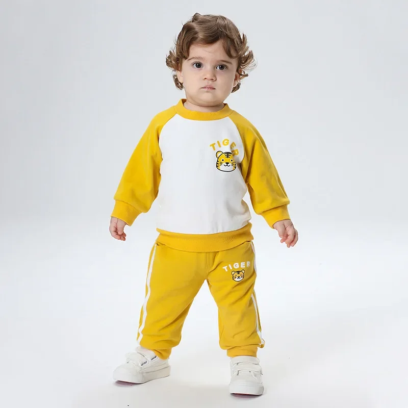 Autumn New Baby Set Clothes Casual Outerwear Sets For Boys  Girls Child Kawaii Tiger Two Piece Set Long sleeved Children's Suit