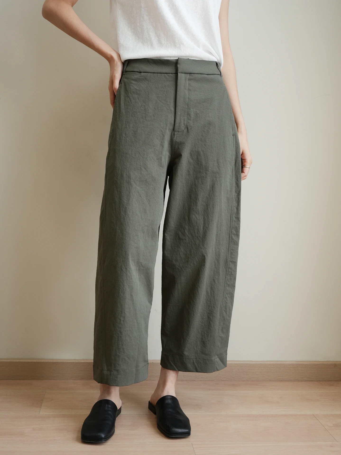 

Women's Loose Balloon Pants Casual Trousers Top Layer Cowhide Vintage Mule oes Non-Crease Matching Sle Spring Faion