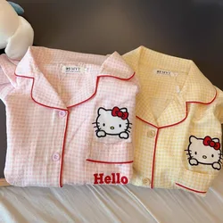 Hello Kitty Women Pajamas Sleepwear Pajama Set Nightgowns Short Sleeve and Shorts Suit Summer Sweet Cute Casual Student Homewear