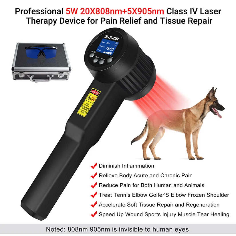 Professional 5W Mls Class 4 Laser Treatment for Sciatica Pain Releif Anti-edemic Anti-inflammation 5x905nm+20x808nm 25 Diodes