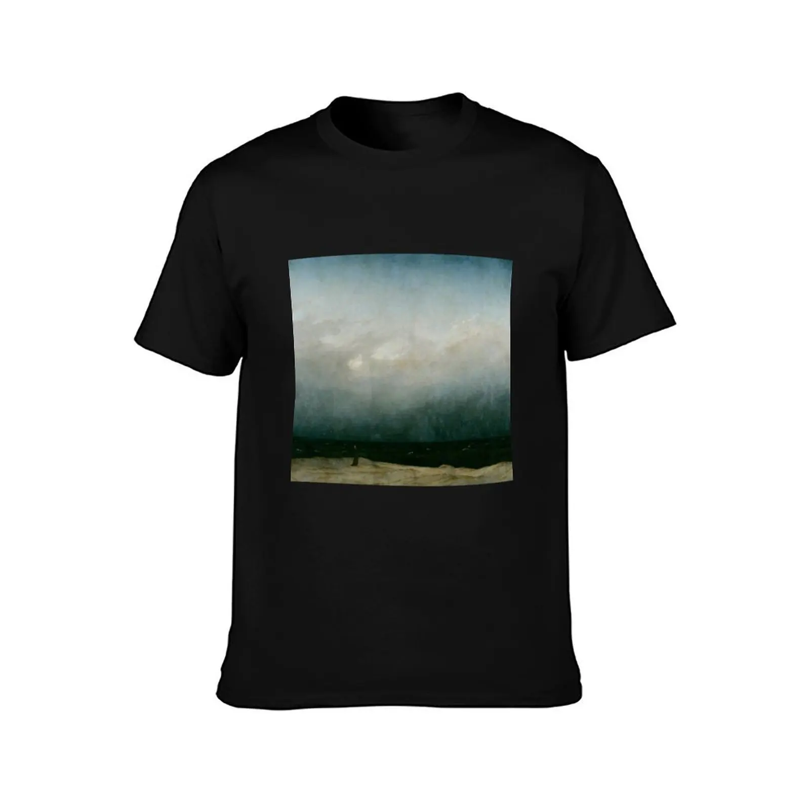 Caspar David Friedrich - Monk by the Sea T-Shirt Abstract Pattern Print Top T-Shirt