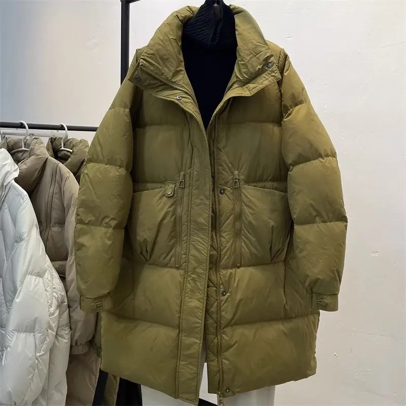 2025 Winter New Women's Down Jacket Loose Commuter Windproof Stand Collar Warm Parker Coat