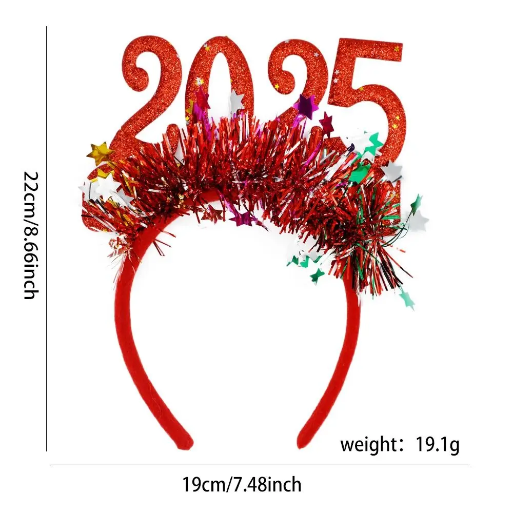 Ободок с пайетками на новый год 2025, декоративные очки с надписью, Рождественский головной убор, маскарадный пластиковый головной убор на новый год