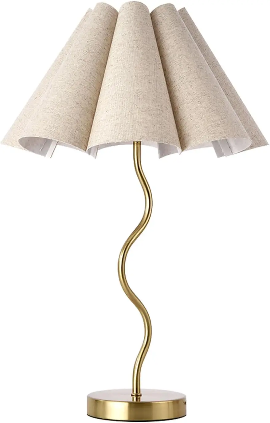 Modern Mini Desk Lamp with Umbrella Fabric Shade for Bedroom, Home Office Decor