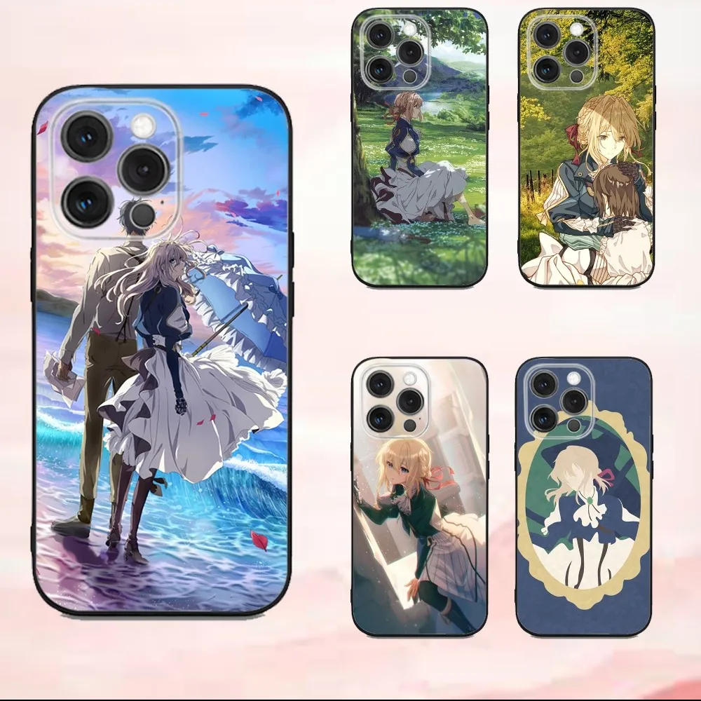 

Violet Evergarden Phone Case For iPhone16,se4,15,14,13,12,11,Pro,X,XS,Max,XR,Plus,Mini Soft Black Cover