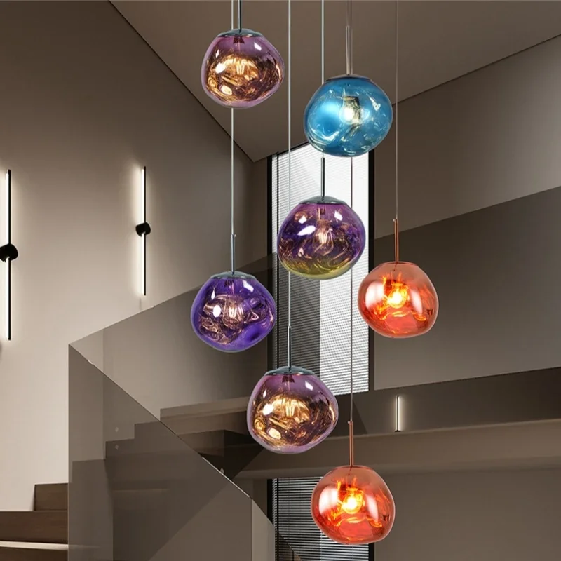 Modern Minimalist Lava Chandelier Luxurious Living Room Restaurant Light Staircase Villa Duplex Apartment Irregular Hanging Lamp