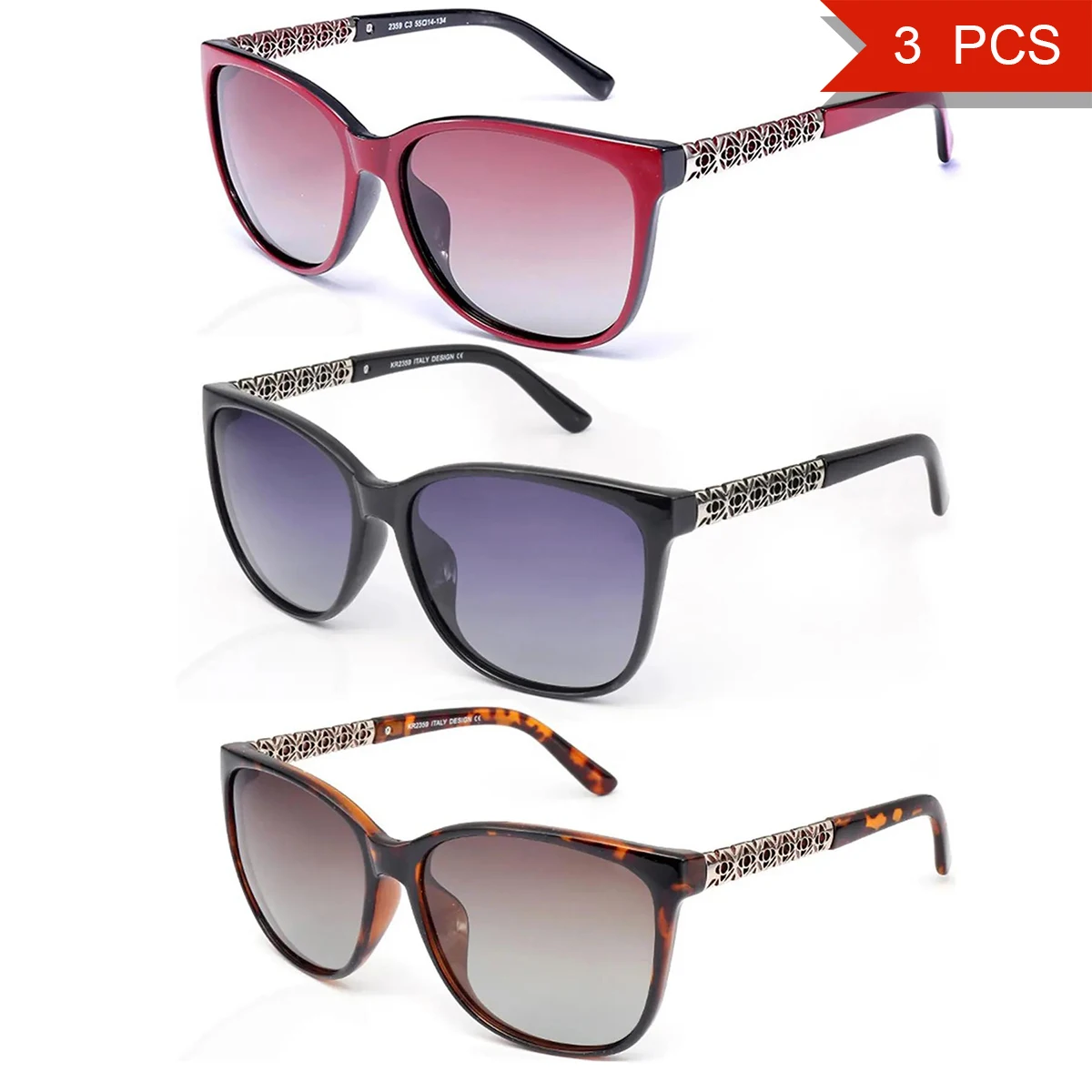 1/3 Stück polarisierte Damen-Sonnenbrille mit modischem TR-Memory-Rahmen. Die polarisierenden Sonnenbrillen für Damen sind einzigartig gestaltet, um vor UV 400 zu schützen – Detail 1