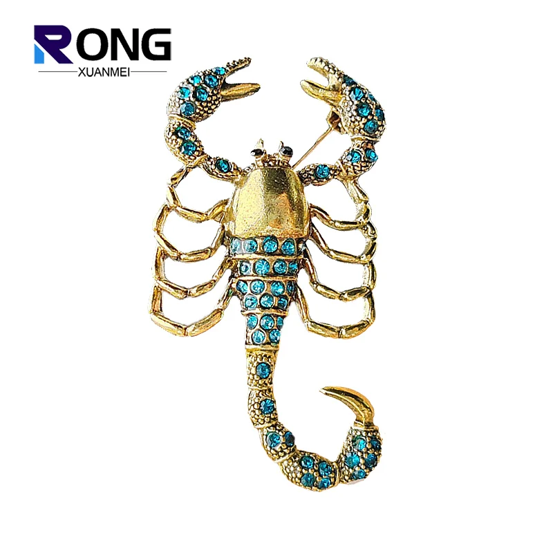 Fashion Rhinestone Vintage Scorpion Brooches For Women Retro Alloy Corsage Badge Pin Clothing Accessories Breastpin Jewelry