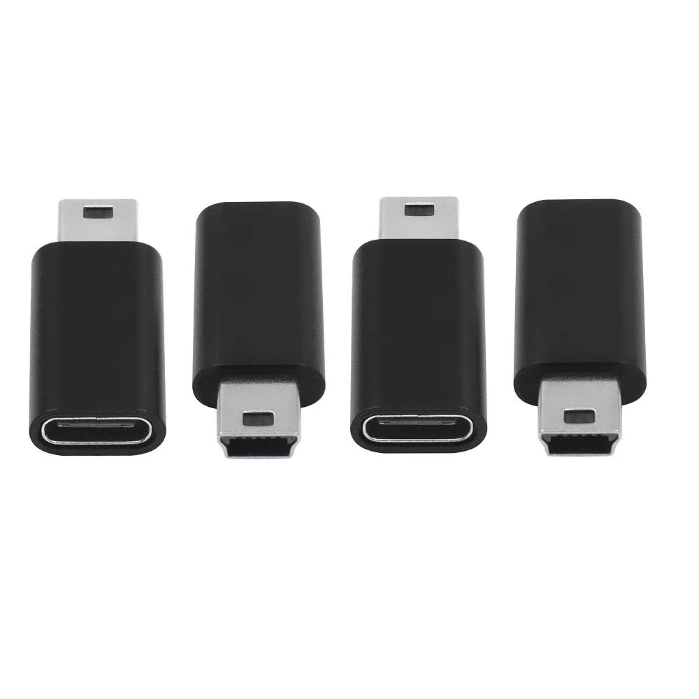 

4Pcs USB C to Mini USB 2.0 Adapter Type C Female to Mini USB Male Convert Adapter for MP3 Players Dash Cam,Black