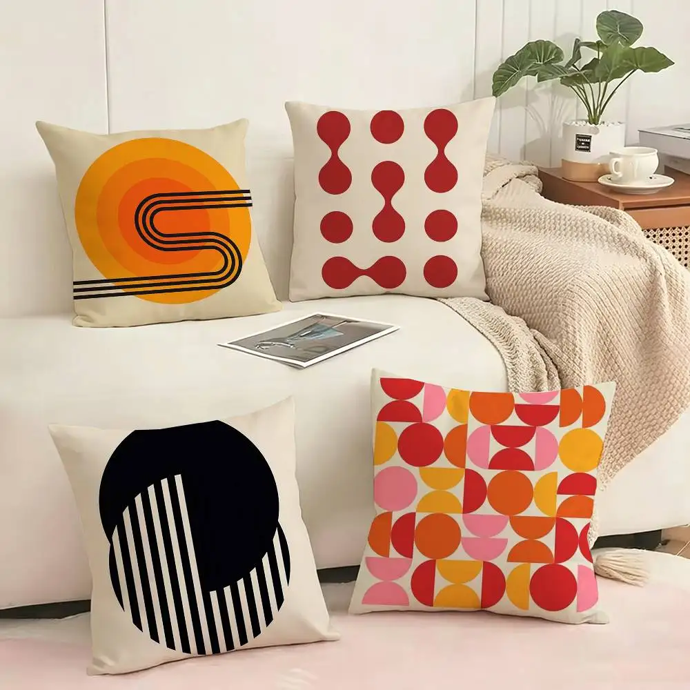 

Abstract Bauhaus-style Pillow Case Square Double-Sided Sofa Cushion Cover Bedroom Bedside Pillow Gift