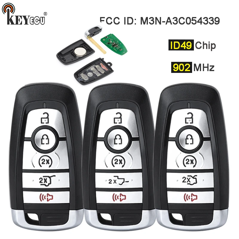 KEYECU 902MHz ID49 Chip M3N-A3C054339 Smart Remote Key Fob for Ford Edge Mustang Lincoln Navigator Nautilus Aviator Corsair