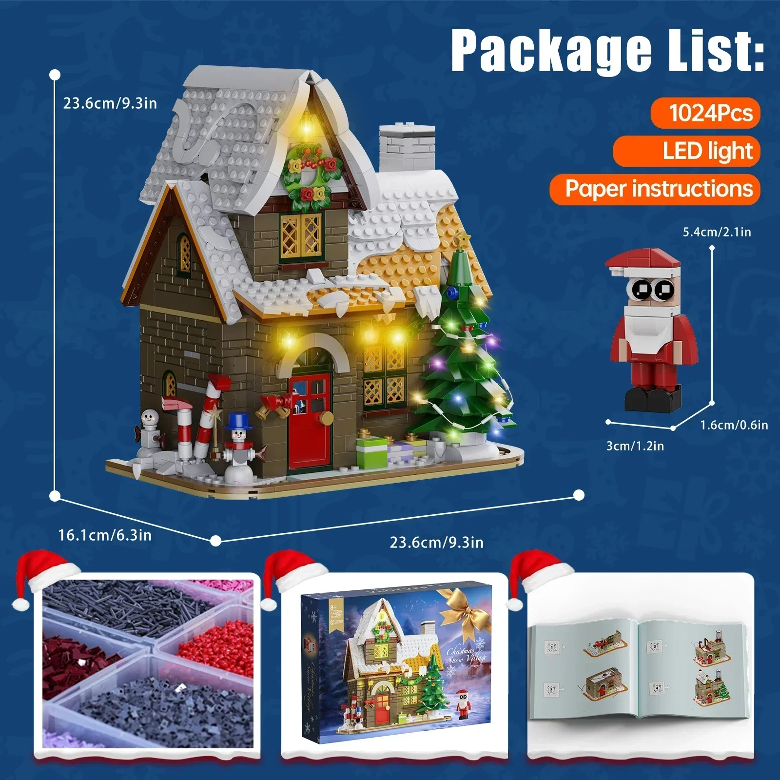 Christmas Snow Village House Christmas Tree Gingerbread House Building Block Set New Year Atmosphere Decorations Children Gifts