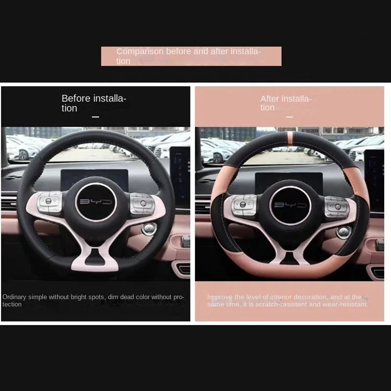 For BYD Seagull 2022 2023 2024 Steering Wheel Cover Breathable Anti Slip PU Leather Car Accessories