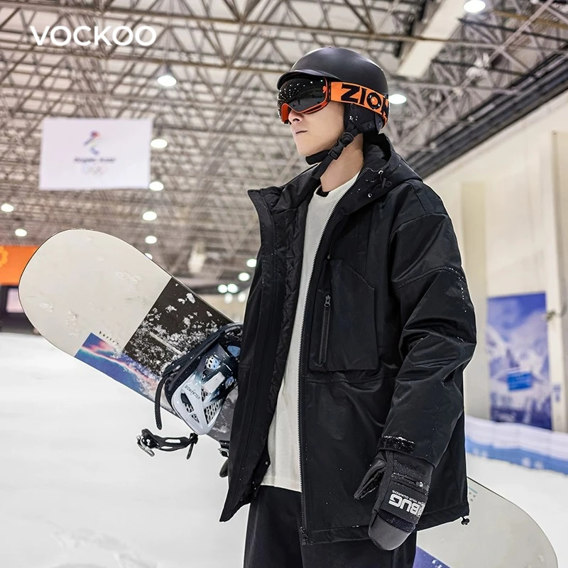 

Vockoo Women Solid Color Ski Jacket Ski Pants Warm Windproof Winter Overalls Hoodie Waterproof Outdoor Sports Clothing Snowboard