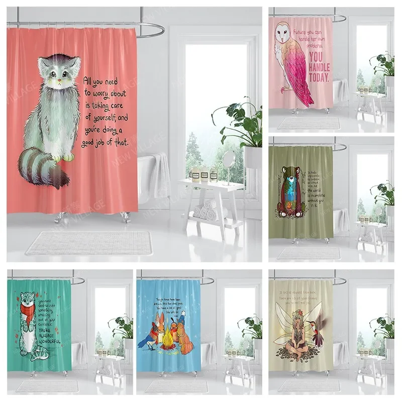 

Waterproof fabric shower curtains Bathroom curtain accessories 180x200 Bath curtain for shower 240*200 cartoon cute decoration