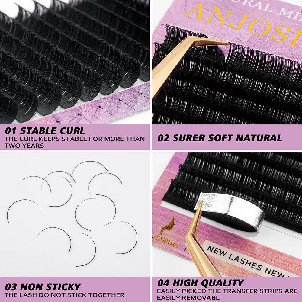 ANJOSIRMA 16Rows thickness 0.05 to 0.25 C/CC/D/DD Faux mink eyelashes individual lashes soft eyelash extension False eyelash