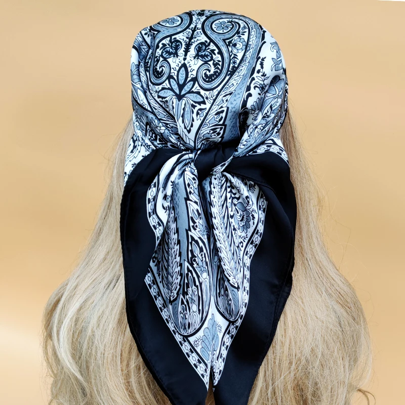The Four Seasons Style Kerchief Popular Design Square Headscarf Women New 70X70CM Beach Scarves 2023 Luxury Sunscreen Silk Hijab