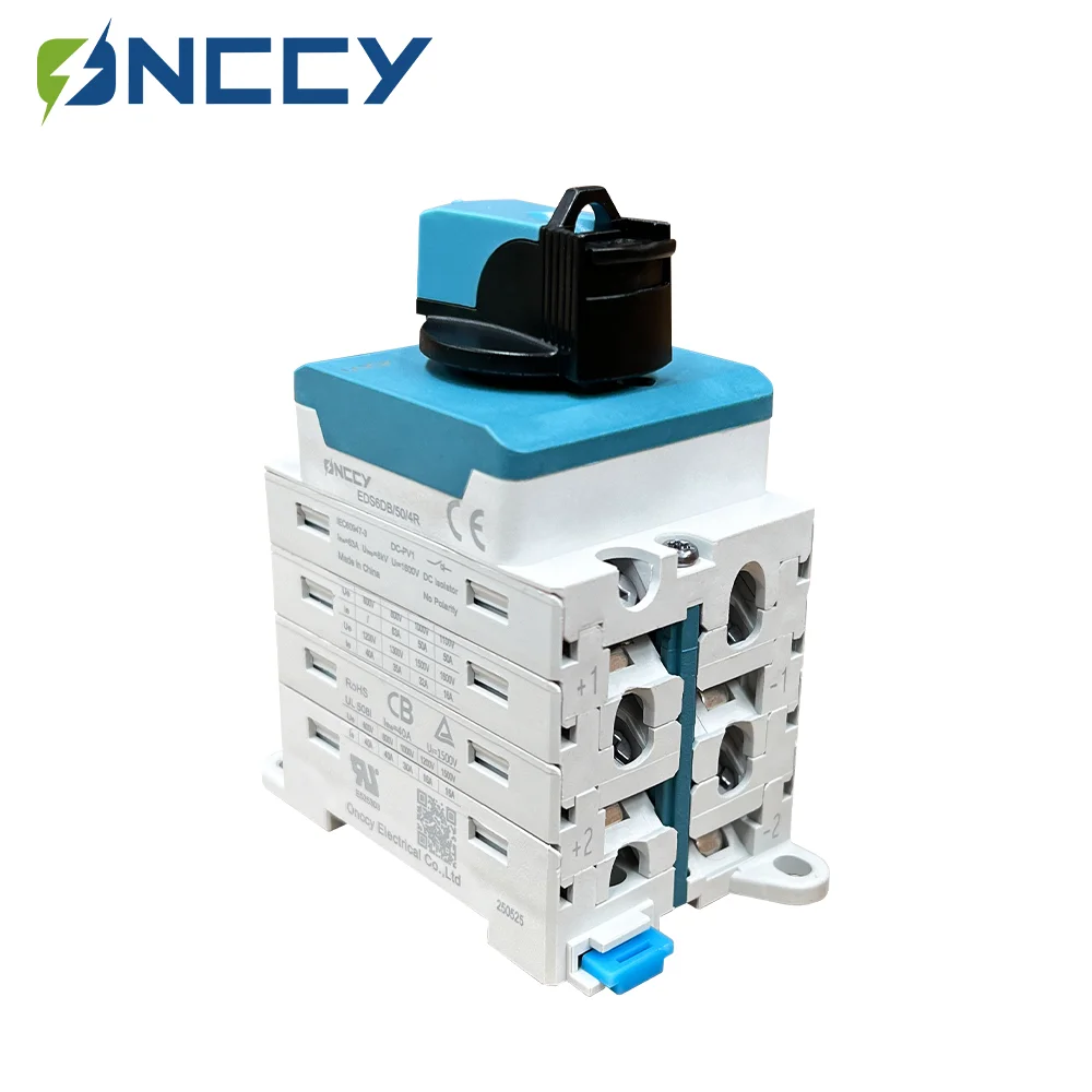 ONCCY 2P 4P 6P 8P DC Isolator Switch with lock 1600V DC Din Rail Mounting Rotating Handle Disconnector For Solar