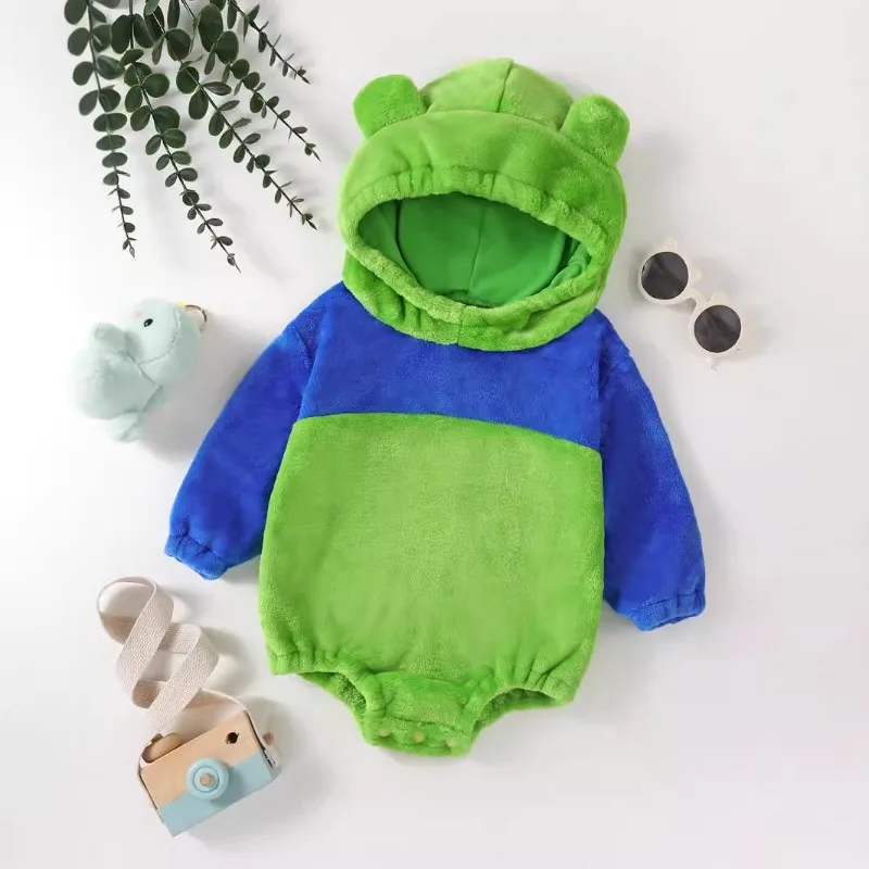 Baby Boys Girls Lovely Bear Bodysuit Costume Halloween Toddler Autumn Winter Fluffy Soft Hooded Romper Party One-Pieces Clothes