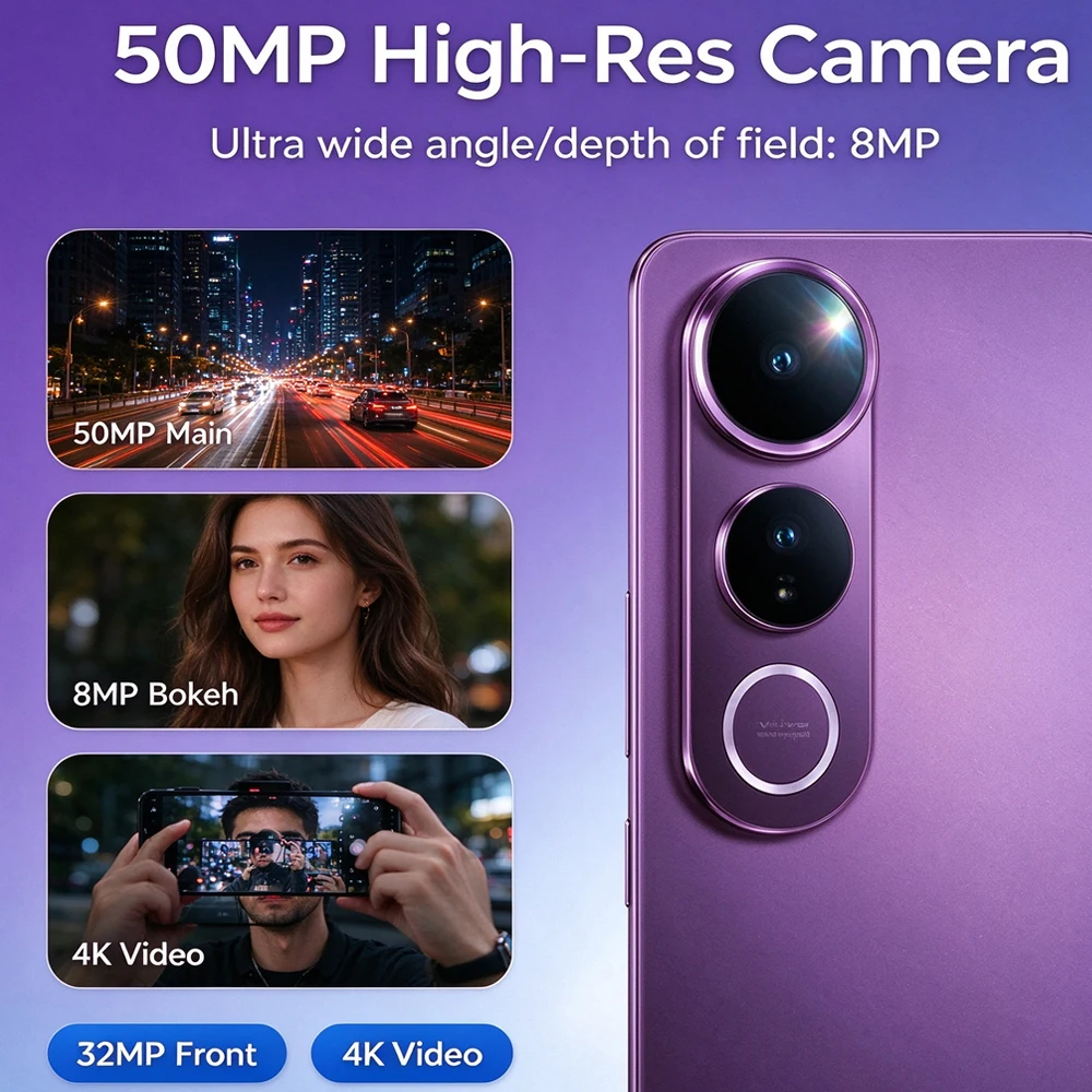 VIVO's new mobile phone V50 Lite 5G fashion smart AI mobile phone /50MP/32MP beauty camera/6500mAh long battery life 12GB+512GB