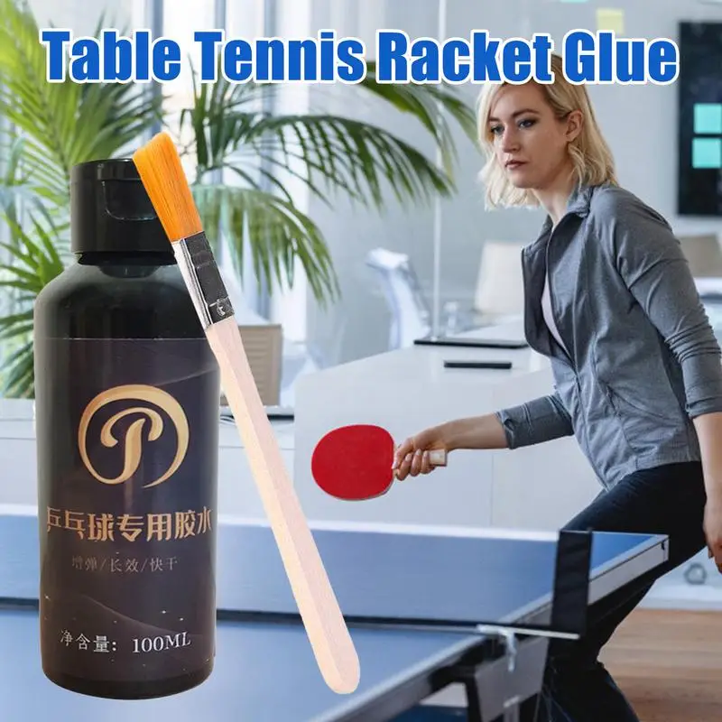 Colle de ciment en caoutchouc professionnelle pour raquette de tennis de table, colle liquide super résistante avec brosse, séchage rapide, 100ml